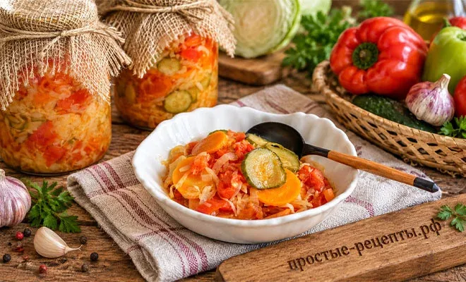 салат охотничий на зиму с капустой - пошаговый рецепт приготовления с фото