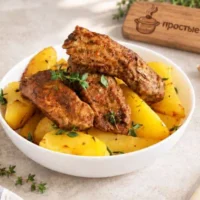 Cвиные рёбрышки в духовке с картошкой в рукаве - пошаговый рецепт приготовления