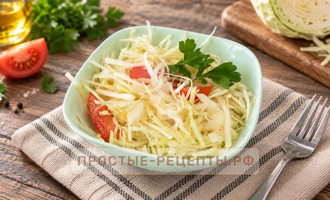 салат из белокочанной капусты с помидорами - пошаговый рецепт приготовления с фото