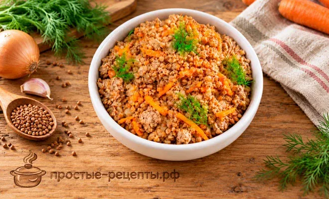 гречка по-купечески с фаршем на сковороде - пошаговый рецепт с фото