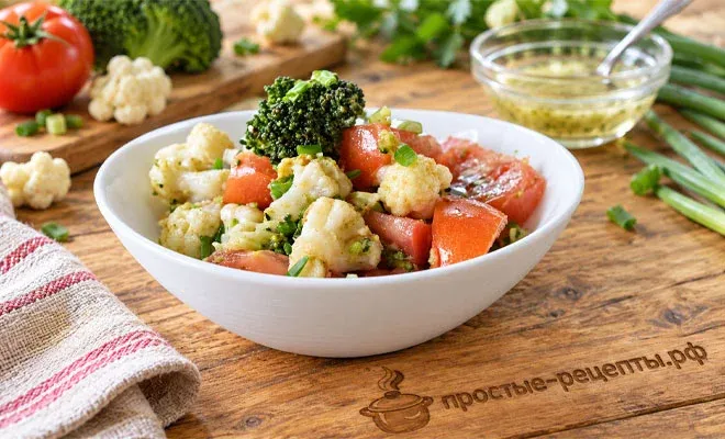 Салат из брокколи и цветной капусты- пошаговый рецепт приготовления с фото
