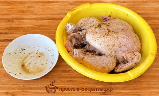 маринование курицы для запекания в духовке целиком с хрустящей корочкой